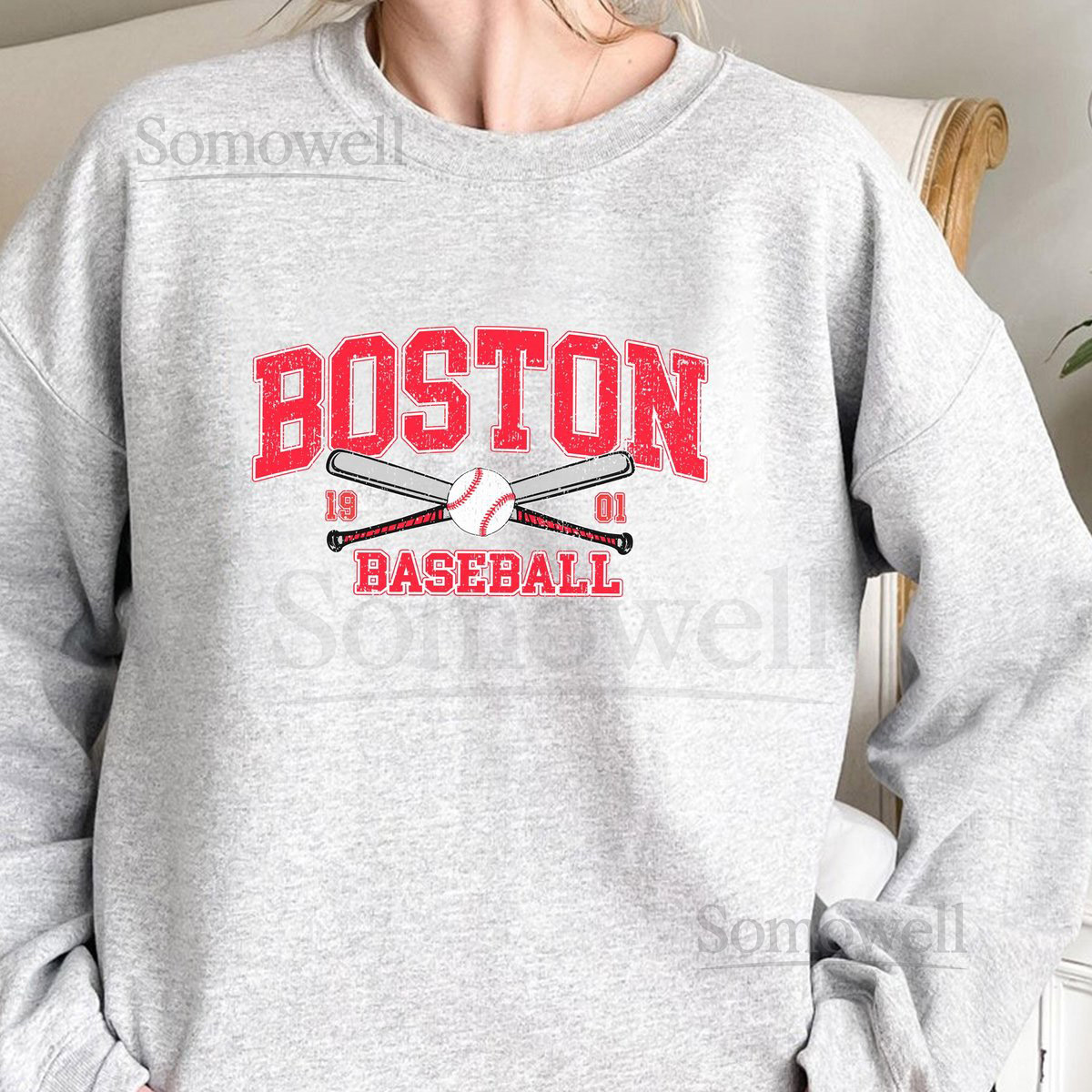 Vintage Boston Baseball Sweatshirt Retro Crewneck Pullover_657
