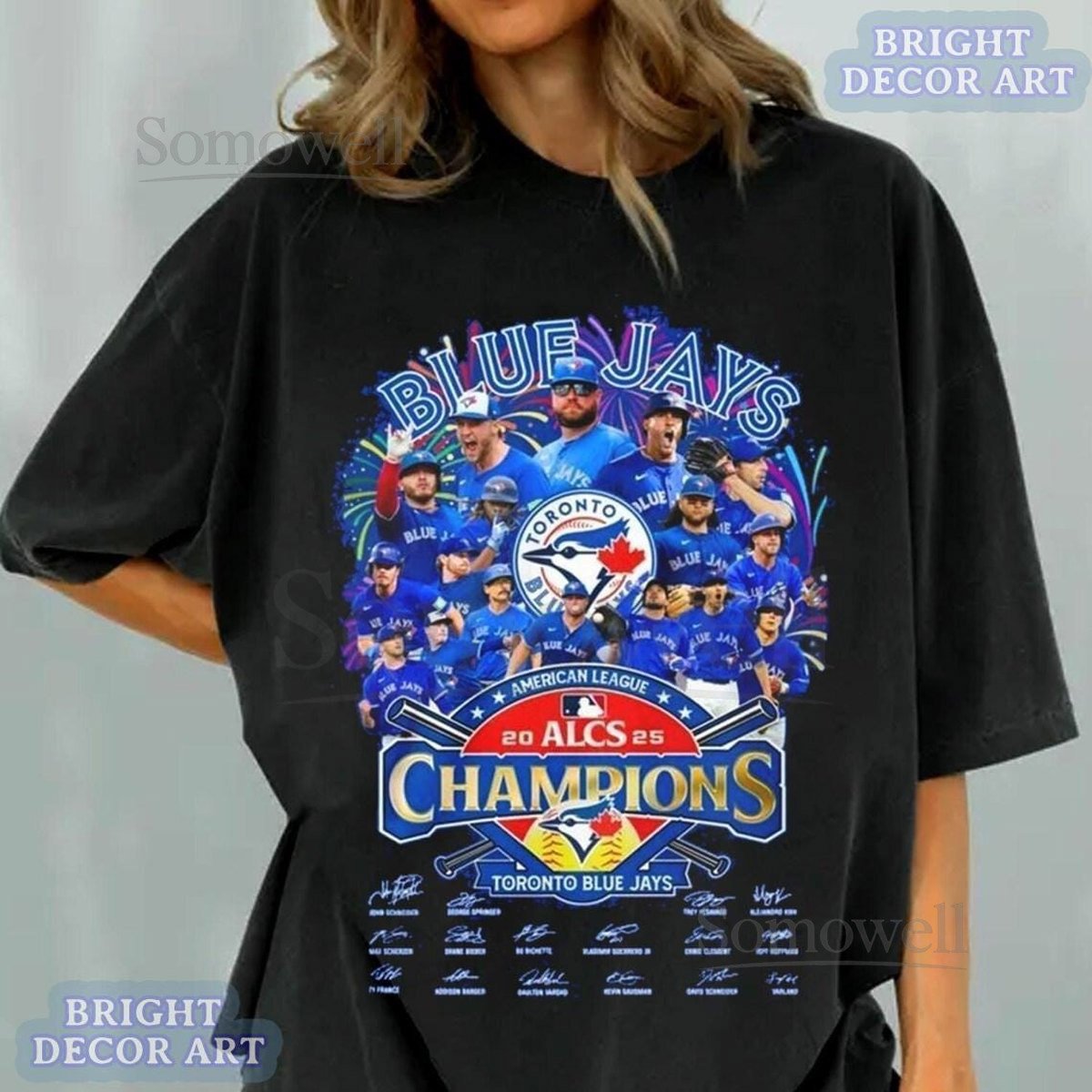 Jays Toronto Blue Comfort Colors Shirt Toronto Blue Jays 2025 AL East Division Champion Team Players Signatures T-shirts_466