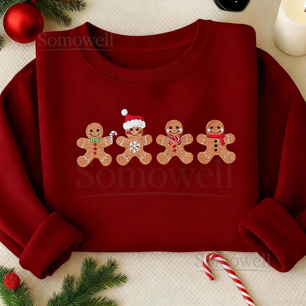 Embroidered Cute Gingerbread Cookies Sweatshirt Womens Christmas Sweatshirt Merry ChristmasFestive Unisex Winter SweaterChristmas gifts_72