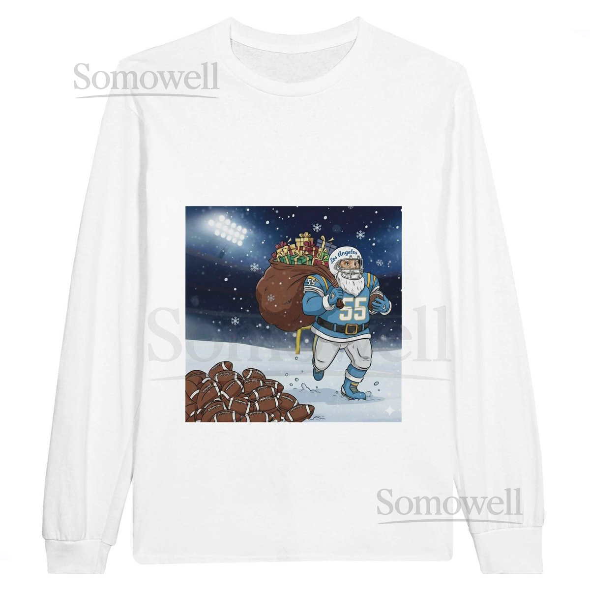Los Angeles Football Christmas Santa Unisex Long Sleeve T-shirt_536