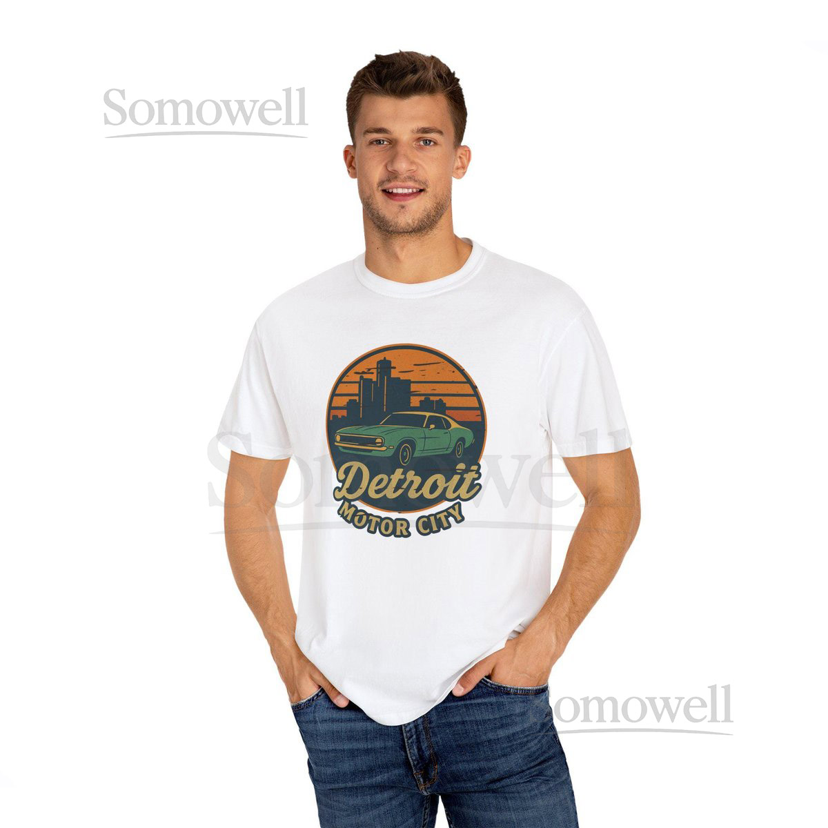Detroit Motor City Vintage T-Shirt Distressed Retro Graphic Tee - 1969 Classic Muscle Car_199