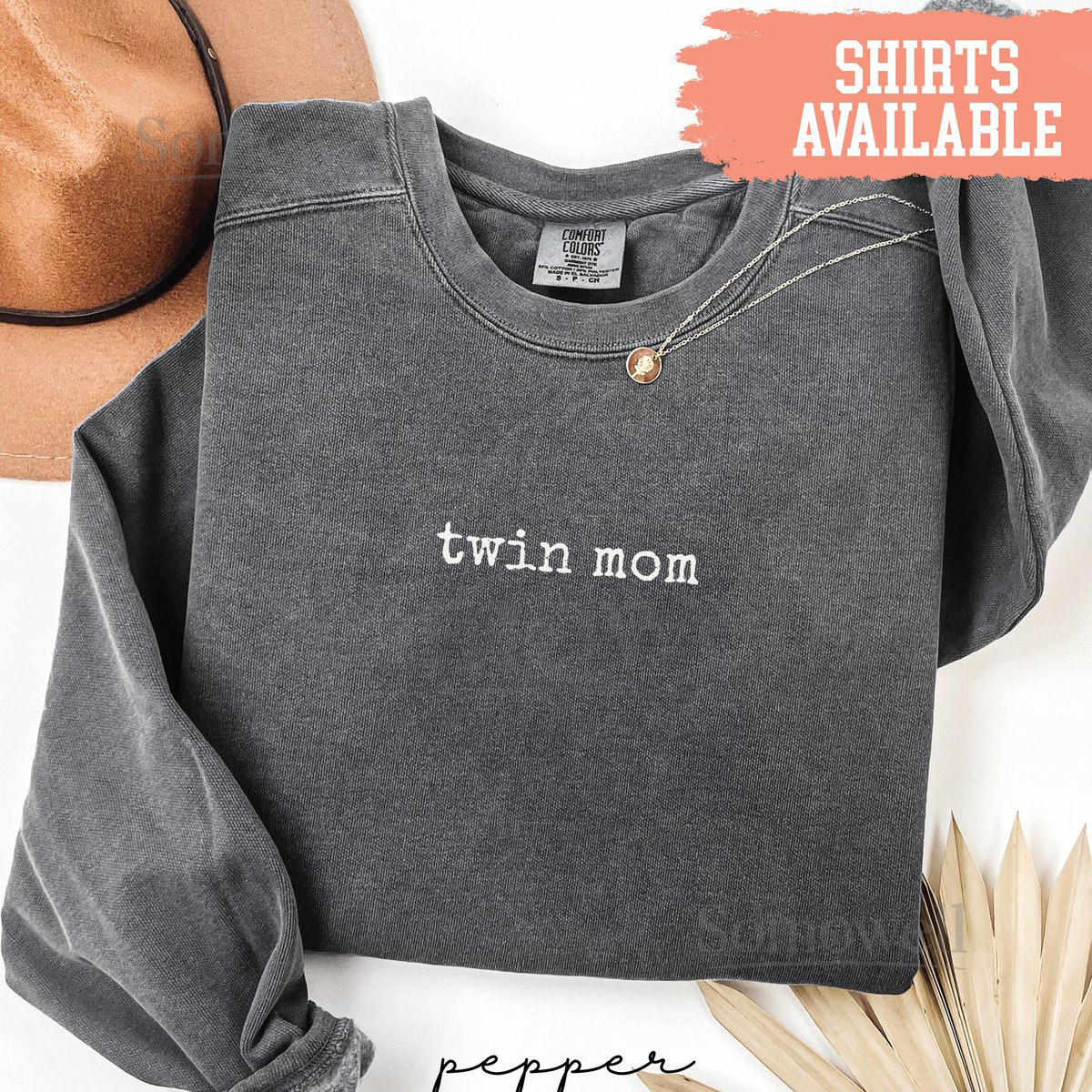 Comfort Colors Twin Mom Sweatshirt Gift For Mother Of Twins Funny Mother's Day Tee Double Trouble Shirt New Mom Crewneck_94