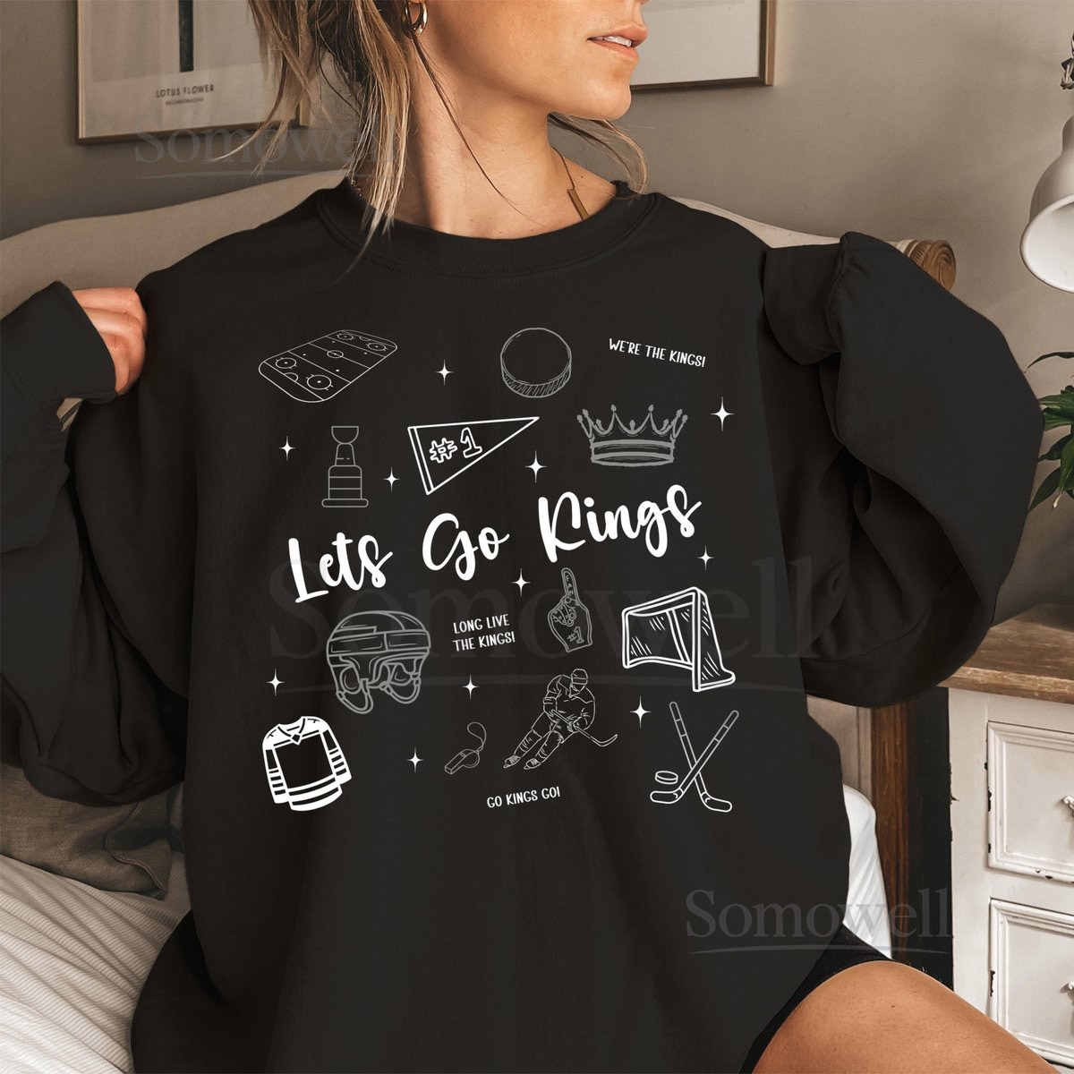 Los Angeles Hockey Doodle Sweatshirt Los Angeles Kings Lets Go Kings Shirt NHL Sweatshirt Kings Sweatshirt Game Day Shirt Stanley Cup_260