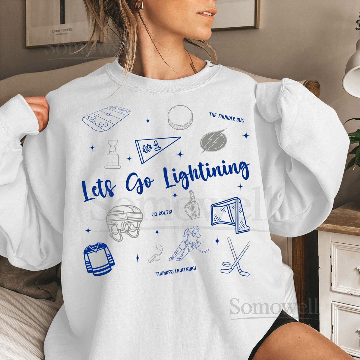 Tampa Bay Hockey Doodle Sweatshirt Tampa Bay Lightning Lets Go Lightning Shirt NHL Crewneck Lightning Sweatshirt Game Day Shirt Stanley Cup_184