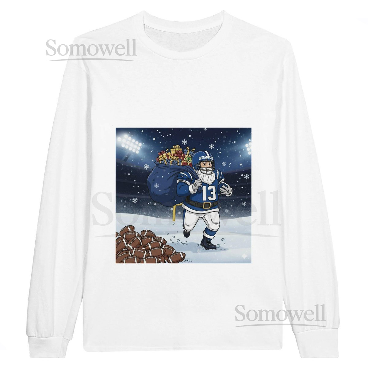 Indianapolis Santa's Favorite Christmas Football City Team T-Shirt - Unisex Long Sleev_549