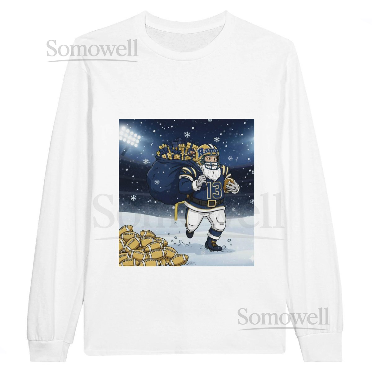 Los Angeles Santa's Favorite Christmas Football City Team T-Shirt - Unisex Long Sleeve Gift_593
