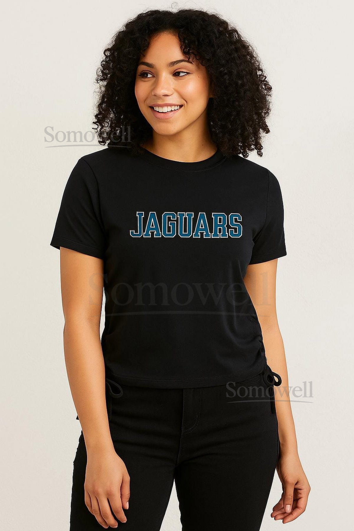 Jaguars Side Tie T-Shirt Teal and Black Graph_724