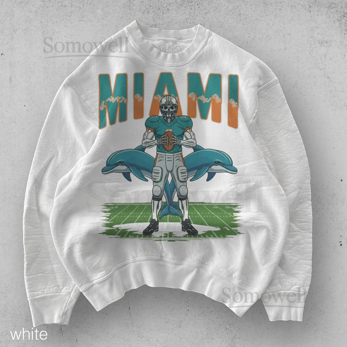 Vintage Miami Football Sweatshirt Retro Dolphins 90s Crewneck Old School Fan Pullover_703