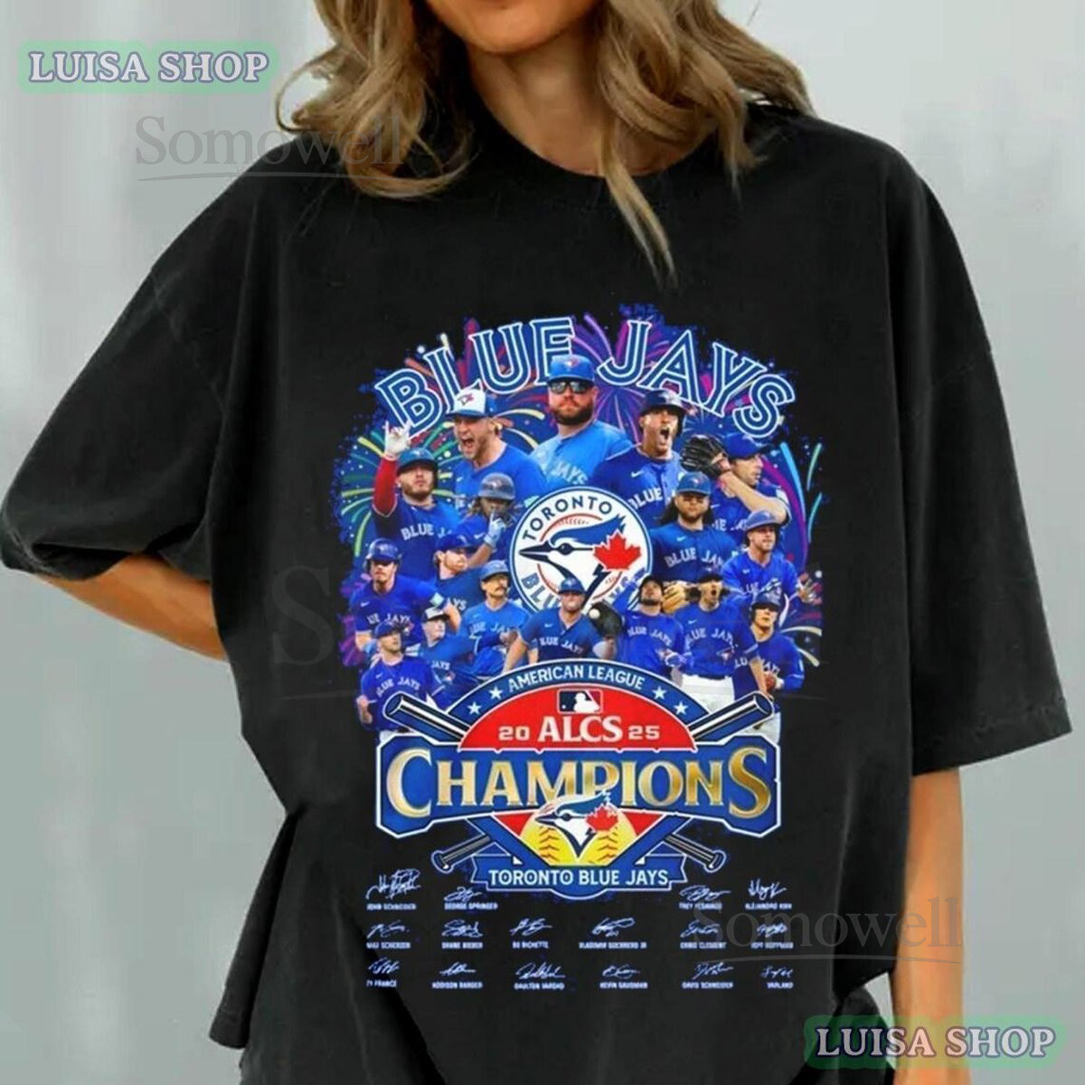 Jays Toronto Blue Comfort Colors Shirt Toronto Blue Jays 2025 AL East Division Champion Team Players Signatures T-shirts_467