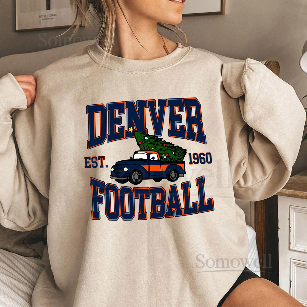 Denver Football Classic Christmas Tree Sweatshirt Holiday Sports Fan Gift Unisex Game Day Shirt_333