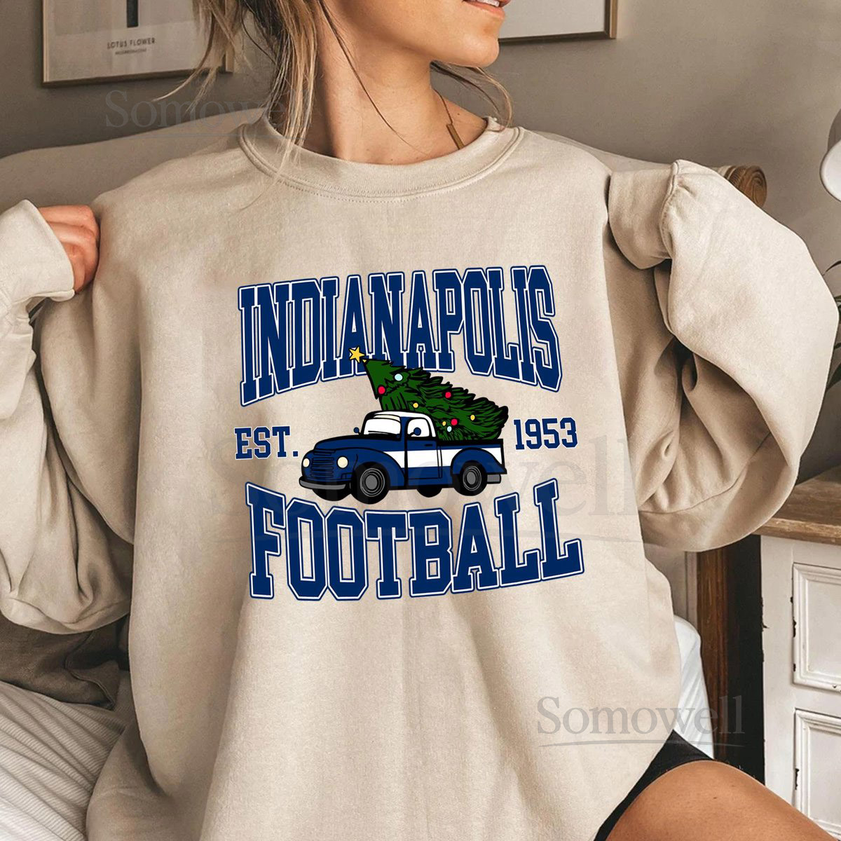 Indianapolis Football Christmas Tree Sweatshirt Holiday Sports Fa_492