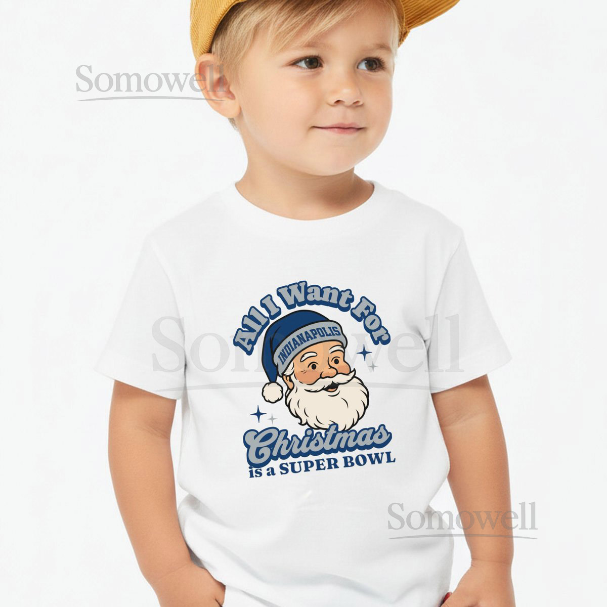 Indianapolis Football All I Want For Christmas Is A Super Bowl T-Shirt Toddler Retro Colt Tee Holiday Santa Football Fan Shirt Ga_486