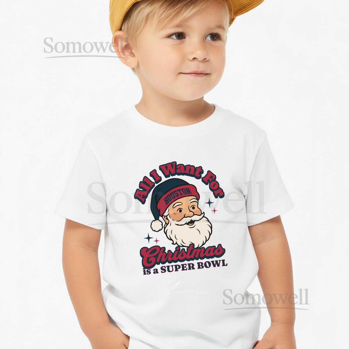 Houston Football All I Want For Christmas Is A Super Bowl T-Shirt Toddler Retro Texan Tee Holiday Santa Football Fan Shirt Game D_224