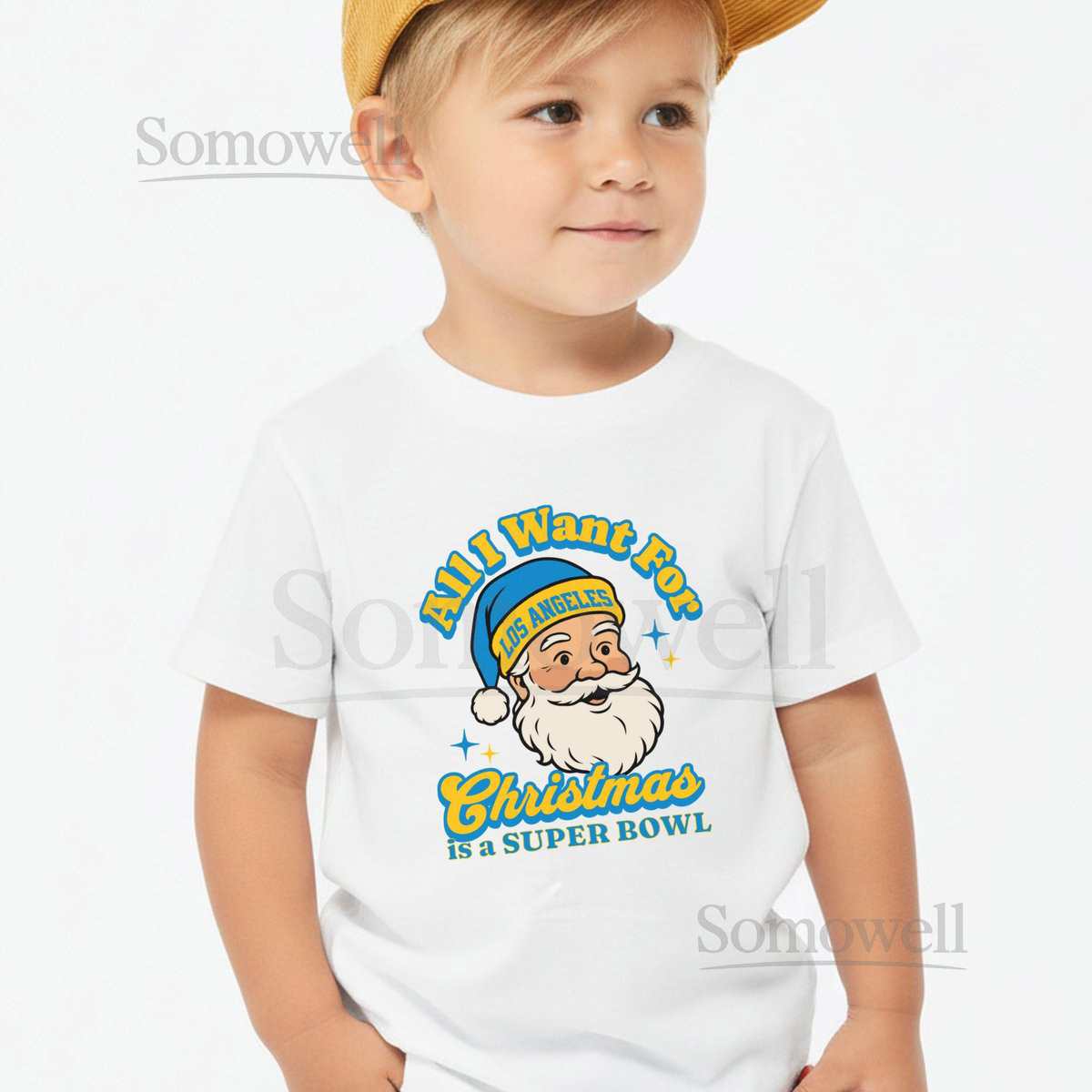 Los Angeles Football All I Want For Christmas Is A Super Bowl T-Shirt Toddler Retro Charger Tee Holiday Santa Football Fan Shirt Game Day_534