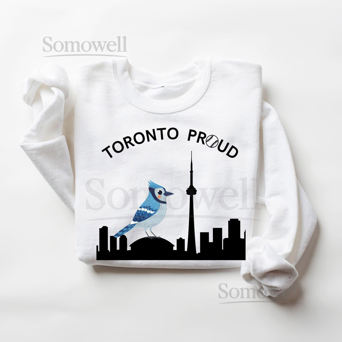 Toronto Proud Blue Jay Skyline Sweatshirt CN Tower Cityscape_937