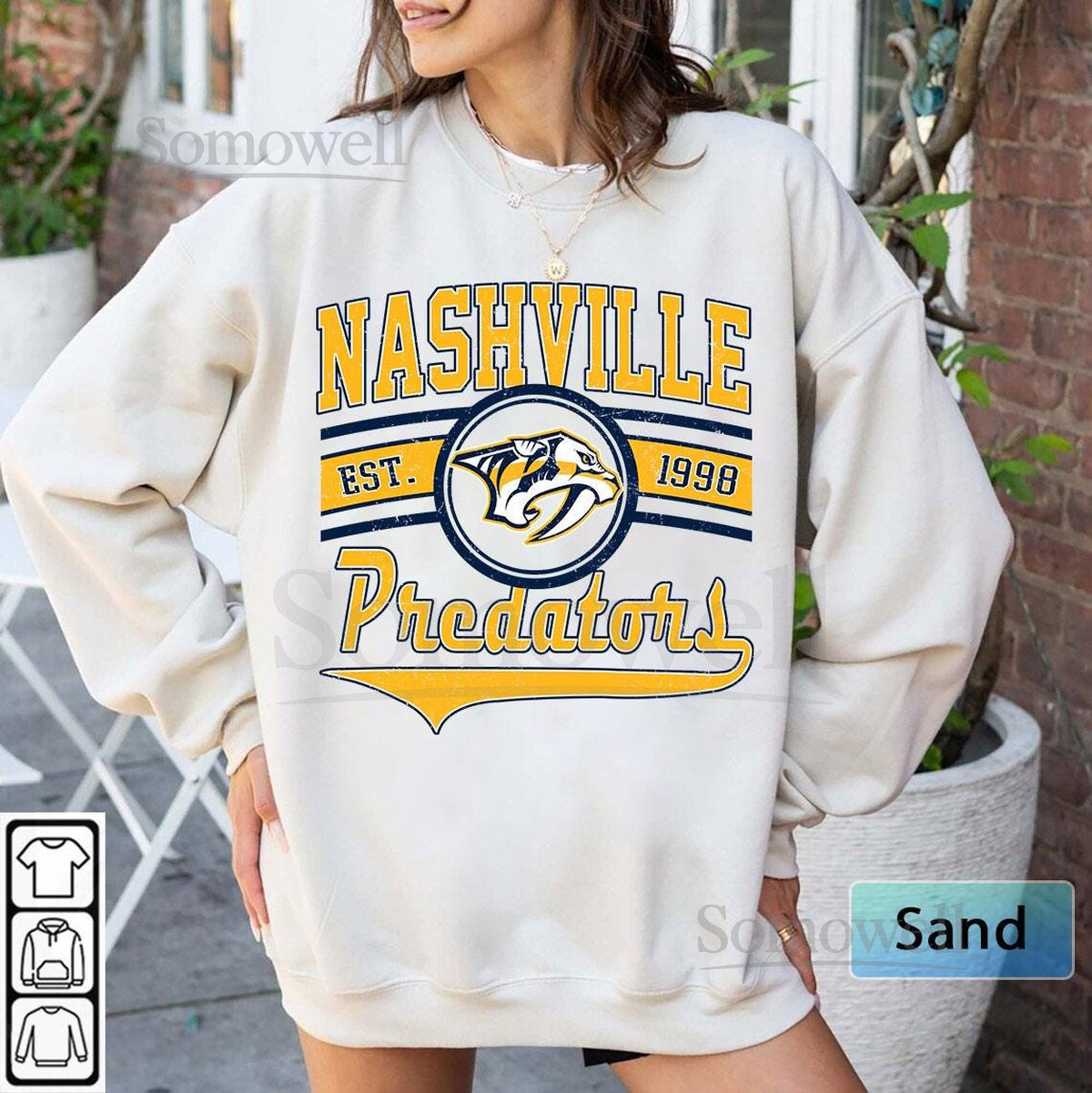 Nashville Predator Sweatshirt Vintage Nashville hockey shirt Nashville Hockey Crewneck Predators Hockey sweater Hockey Fan gift_326