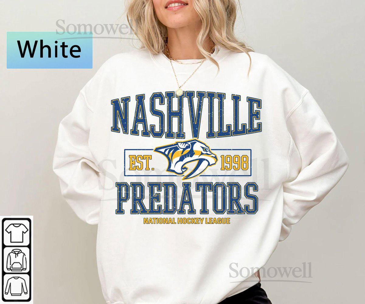 Vintage Nashville Predators Sweatshirt Crewneck Vintage Predators shirt Nashville Hockey Fan shirt Hockey Tee Predators Sweatshirt_738