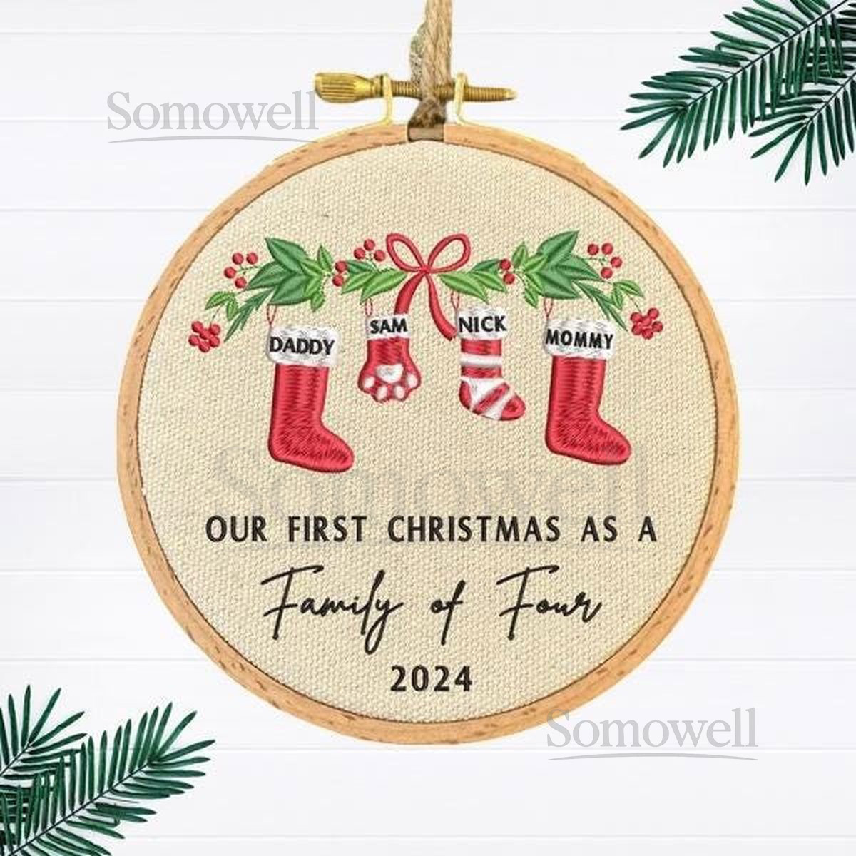 Personalized Family Christmas Ornament Custom Embroidery Hoop Holiday Stocking Ornament New Family Christmas Gift Gift for Family_137