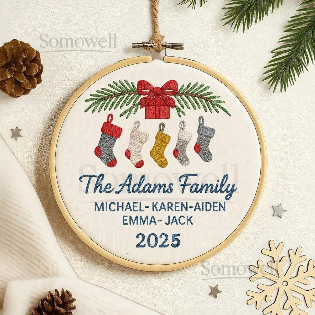 Personalized Family Christmas Embroidery Ornament Custom Member Family Christmas Keepsake Xmas Gift Christmas Ornament Tree Hanging_135