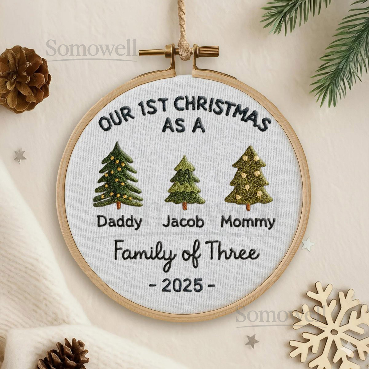 Personalized Family Christmas Ornament Custom Embroidery Hoop Holiday Christmas Tree Ornament New Family Christmas Gift Xmas Gift_136