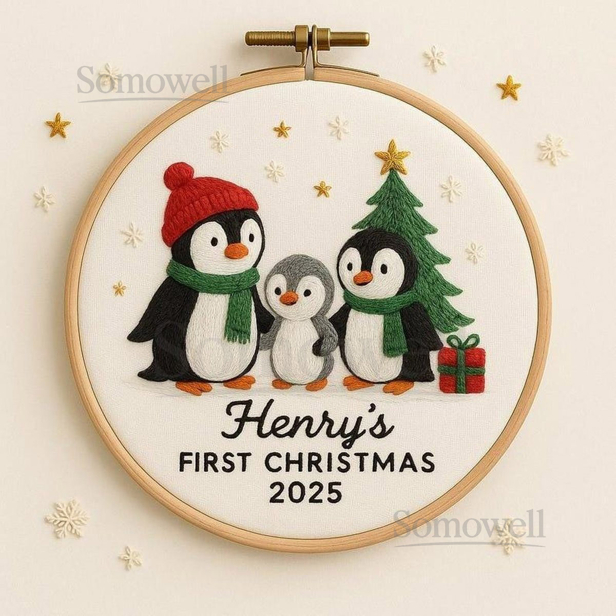 Personalized Baby's First Penguin Family Christmas Embroidery Ornament 2025 New Baby Keepsake Ornament Christmas Ornament for Kids_131