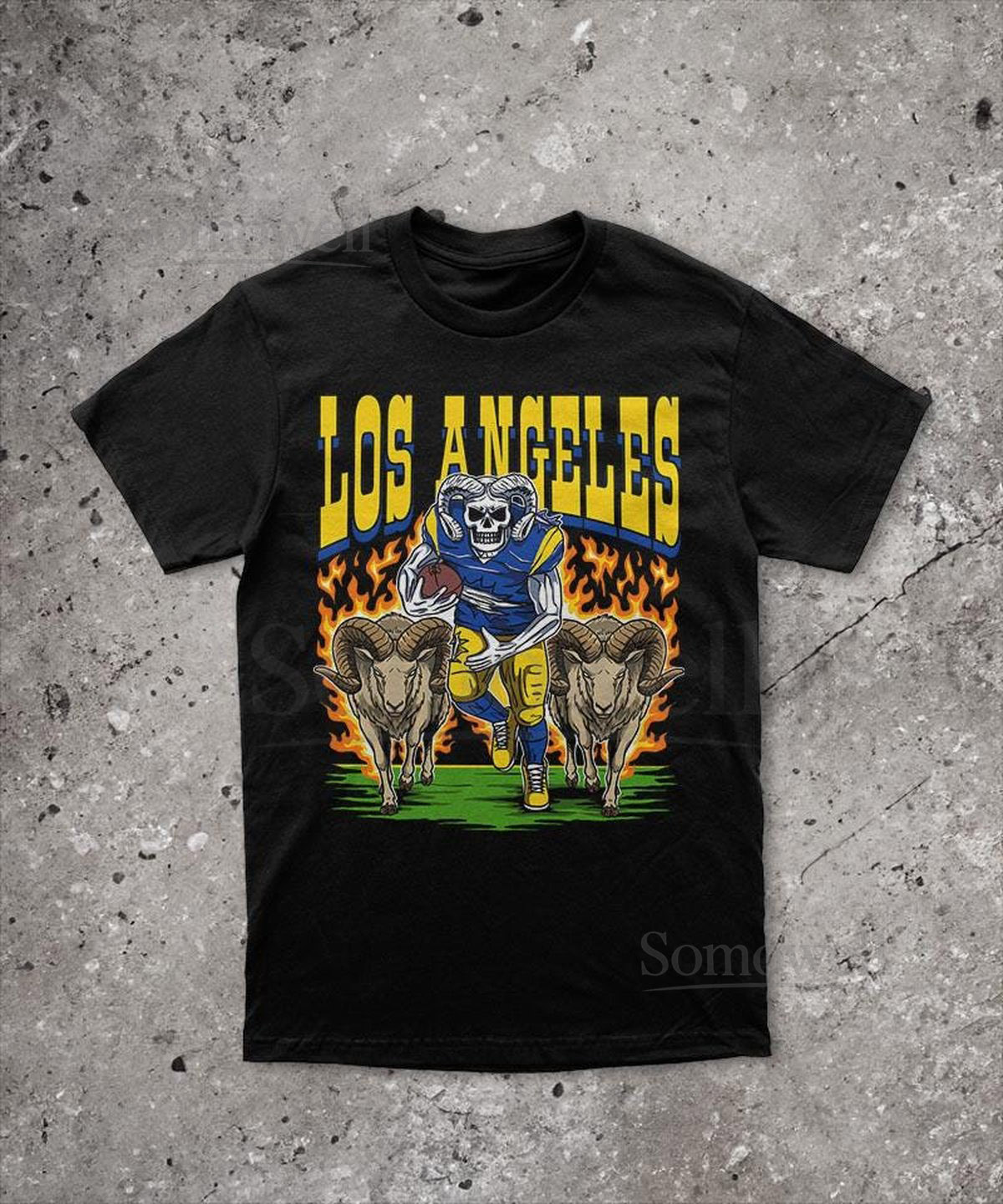 Los Angeles Football T-Shirt Skeleton Graphic Vintage Tee Perfect Gift for Rams Fan_565