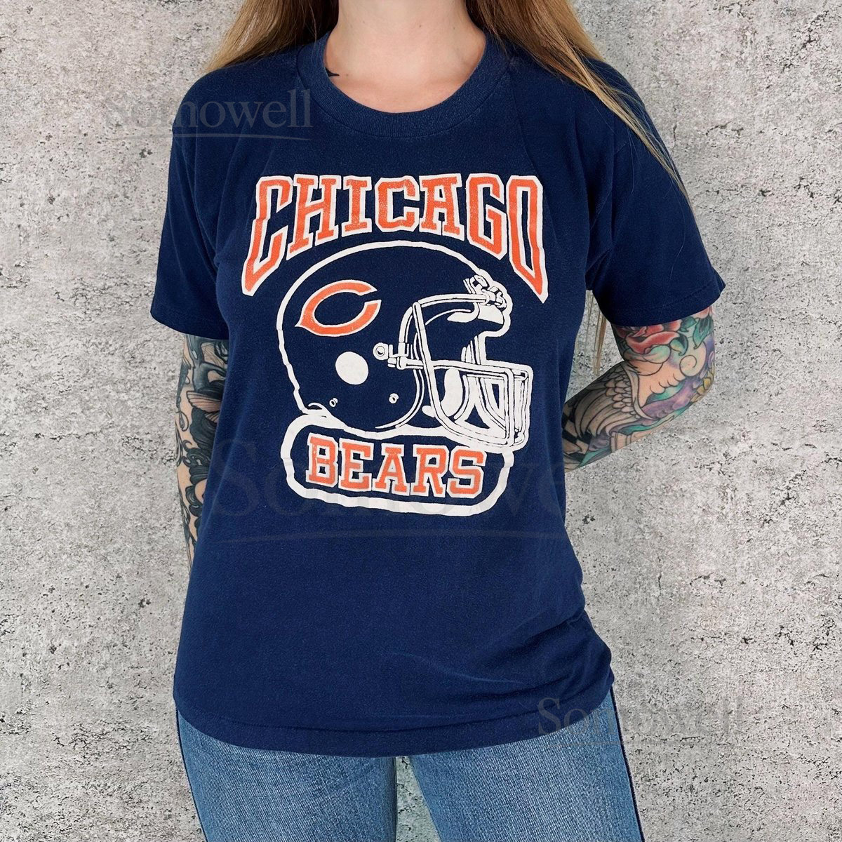 Chicago Bears NFL Football Team Faded Worn 80's Vintage Tee Shirt T-Shirt_174