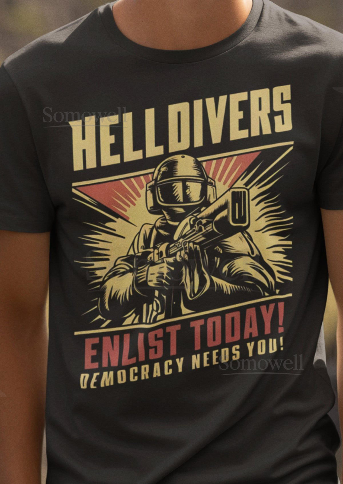 Helldivers 2 Enlistment Tee - Join the Fight for Democracy Exclusive Sci-Fi Soldier Shirt PS5 PC Gamer Gear_199