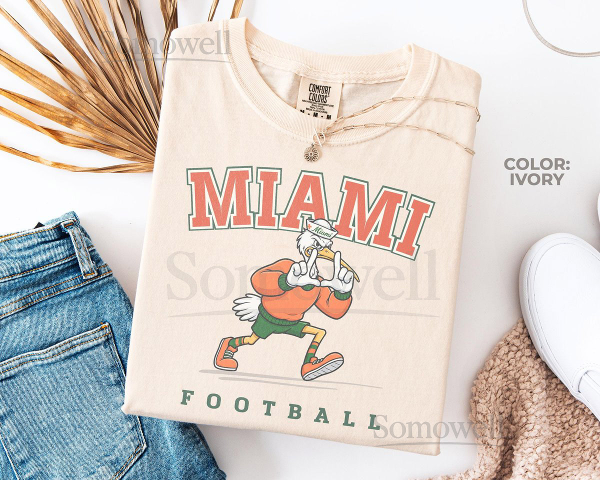 Vintage Miami Canes Football ShirtComfort Colors Miami Mascot ShirtMiami Football Crewneck TeeUniversity of Miami Game Day TeeHurricanes_730