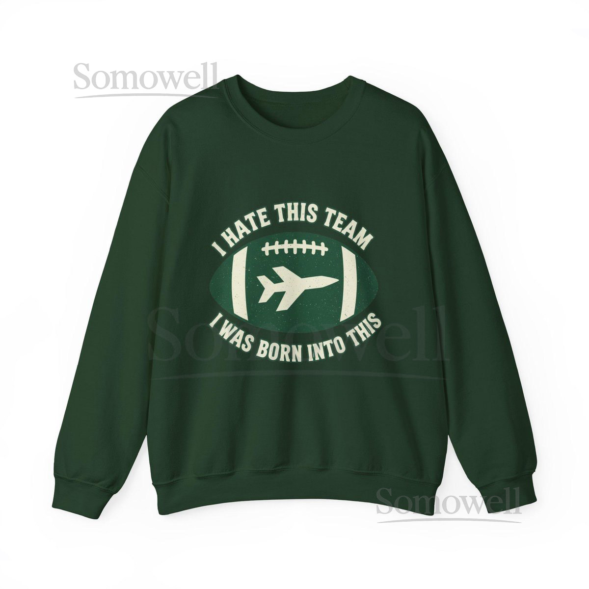 New York Jets Funny Sweatshirt I Hate This Team Unisex Crewneck Jumper Born into This Jets Fan Gift Football Fan Apparel_373