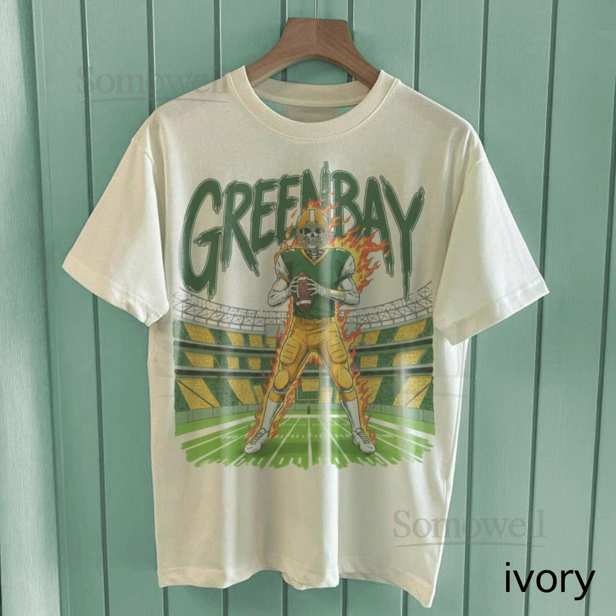 Comfort Colors Green Bay Football Tee Vintage Packers Game Day T-Shirt Retro 90s Football Fan Top_63