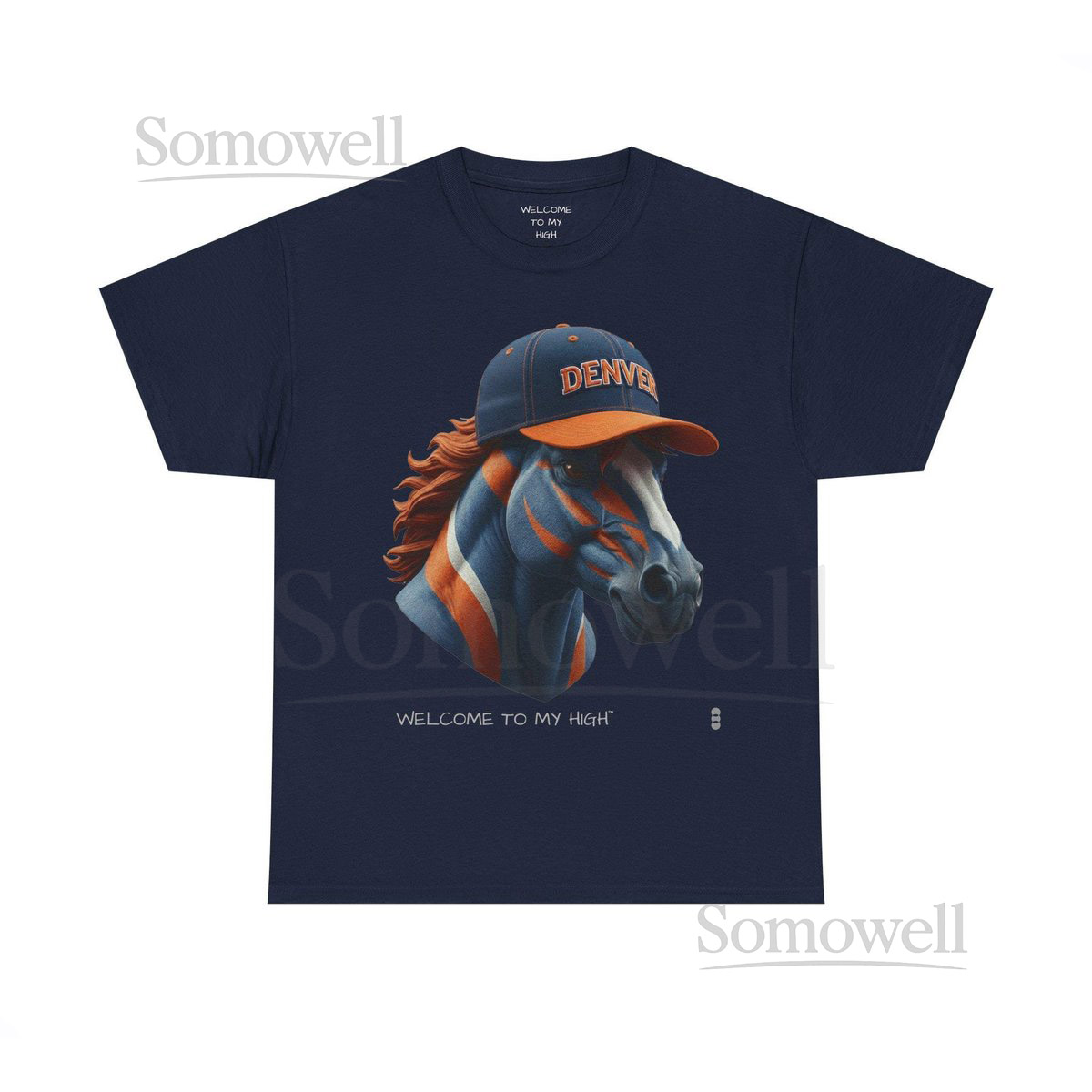 Football Tee - Blue and Orange Denver Bronco Cap Design_377