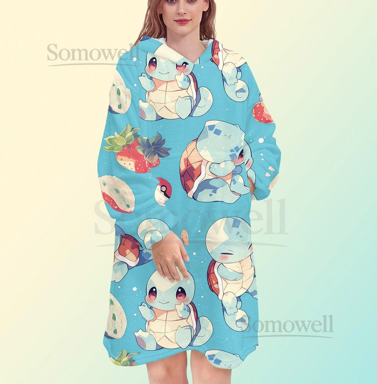 Pokemon Lucario blanket hoodie oversize fleece sweatshirt Unisex_66