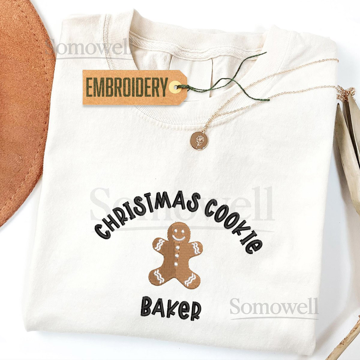 Christmas Cookie Bakery Shirt Comfort Colors Shirt Xmas Gift Holiday Shirt Embroidered Shirt Gingerbread Shirt Christmas Cookie Tee_13