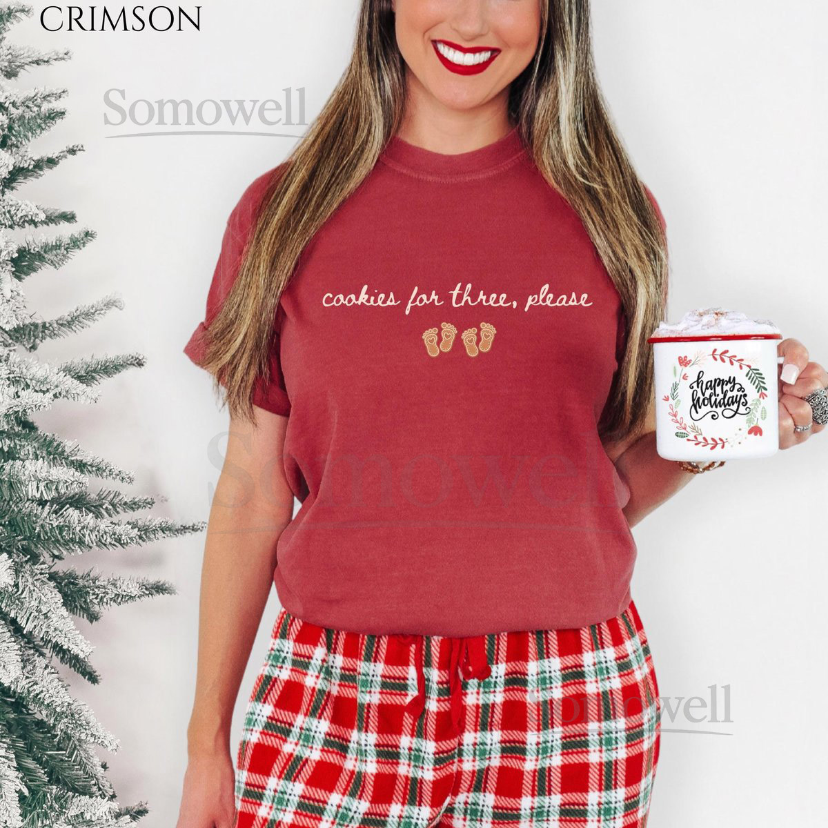 Christmas Twin Pregnancy Announcement Comfort Colors Shirt Twin Baby Reveal Eating Cookies For Three T Shirt Expecting Twin Mom To Be Gift_61