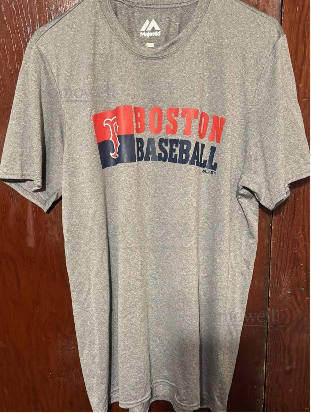 Boston Red Sox Majestic Short Sleeve Tee Men's L Gray MLB_199