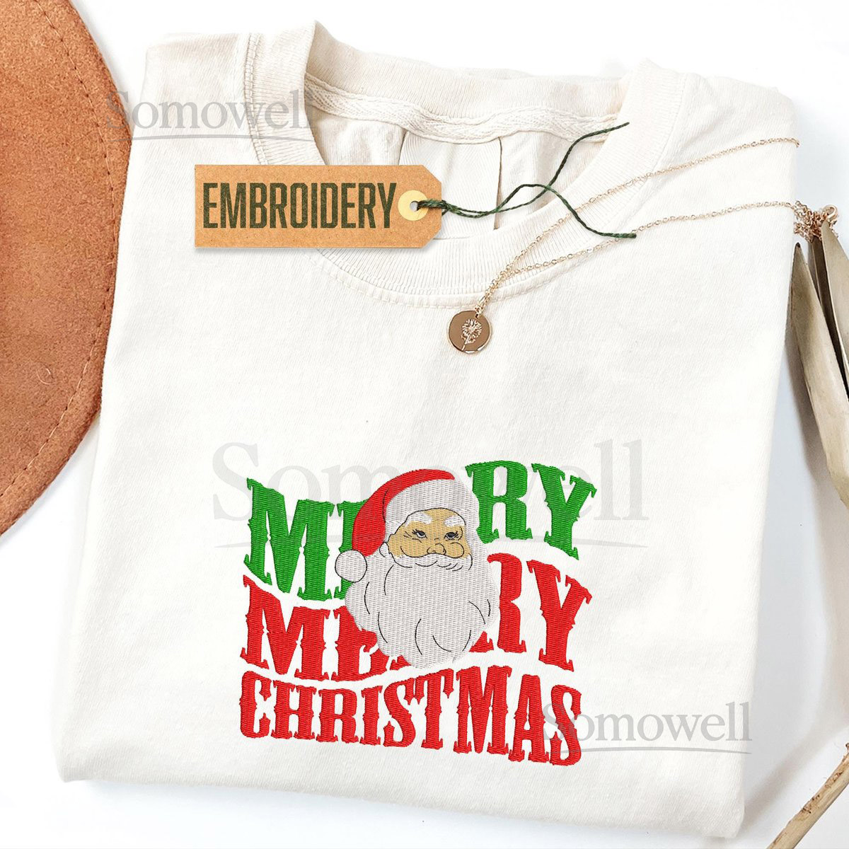 Merry Merry Christmas Shirt Comfort Colors Shirt Christmas Gifts Holiday Shirt Embroidered Shirt Santa Shirt Santa Claus Tee_142