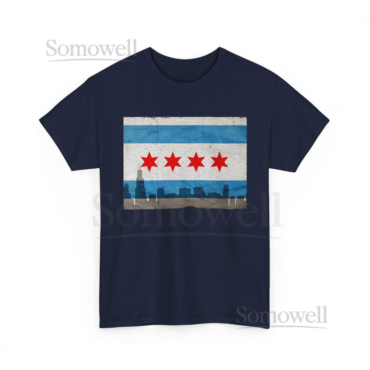 Chicago Skyline with Four Stars T-Shirt City Flag Graphic_226