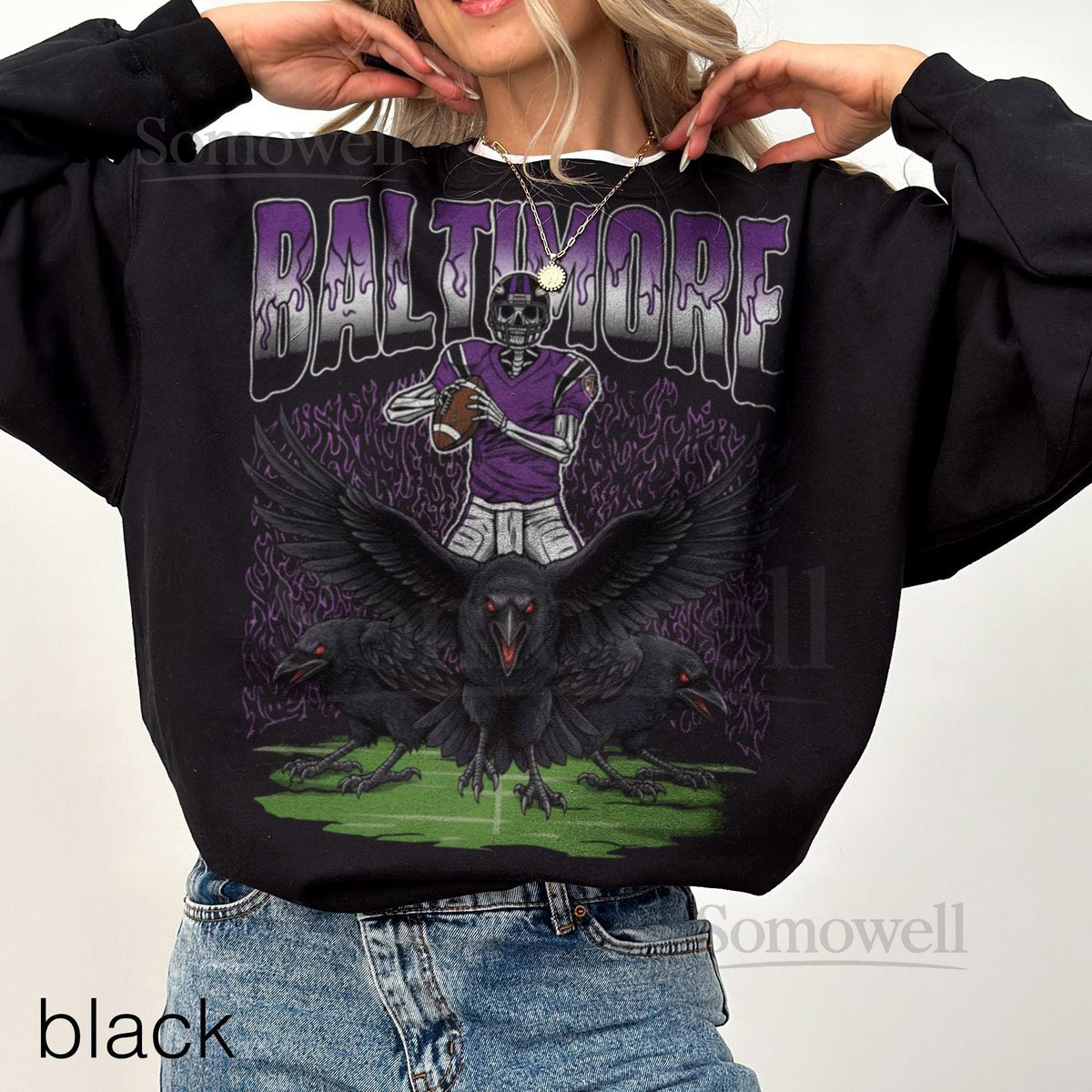 Vintage Baltimore Ravens Football Sweatshirt Retro 90s Game Day Crewneck Old School Fan Pullover_990