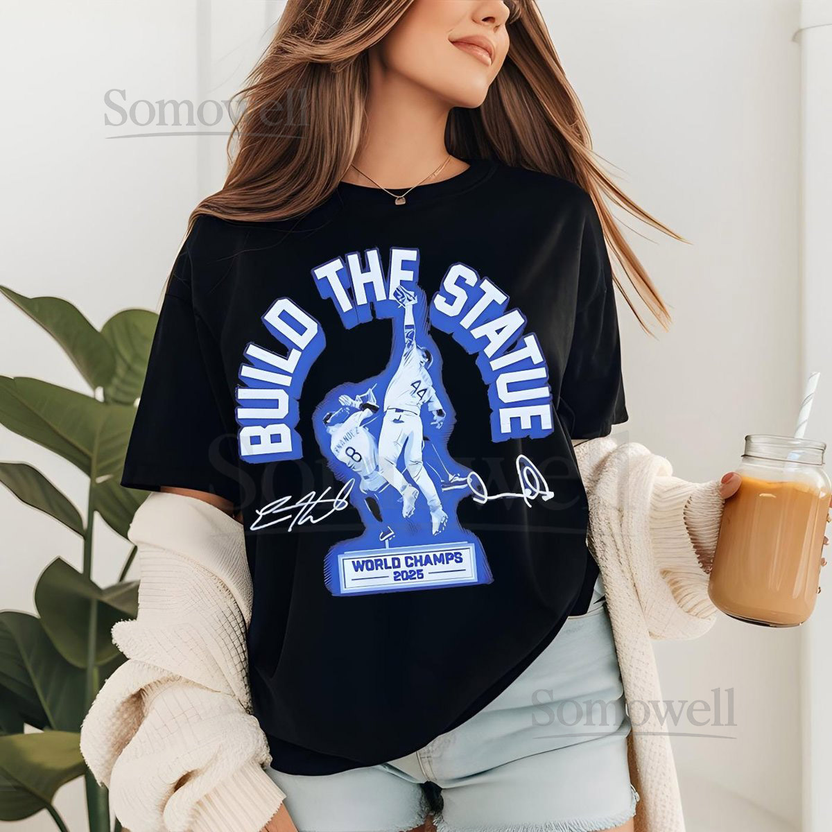 Dodgers Game 7 Andy Page Kike Hernandez Outfield Catch Baseball Vintage Look Oversized Boxy T Shirt Bootleg Washed World Series 2025_320