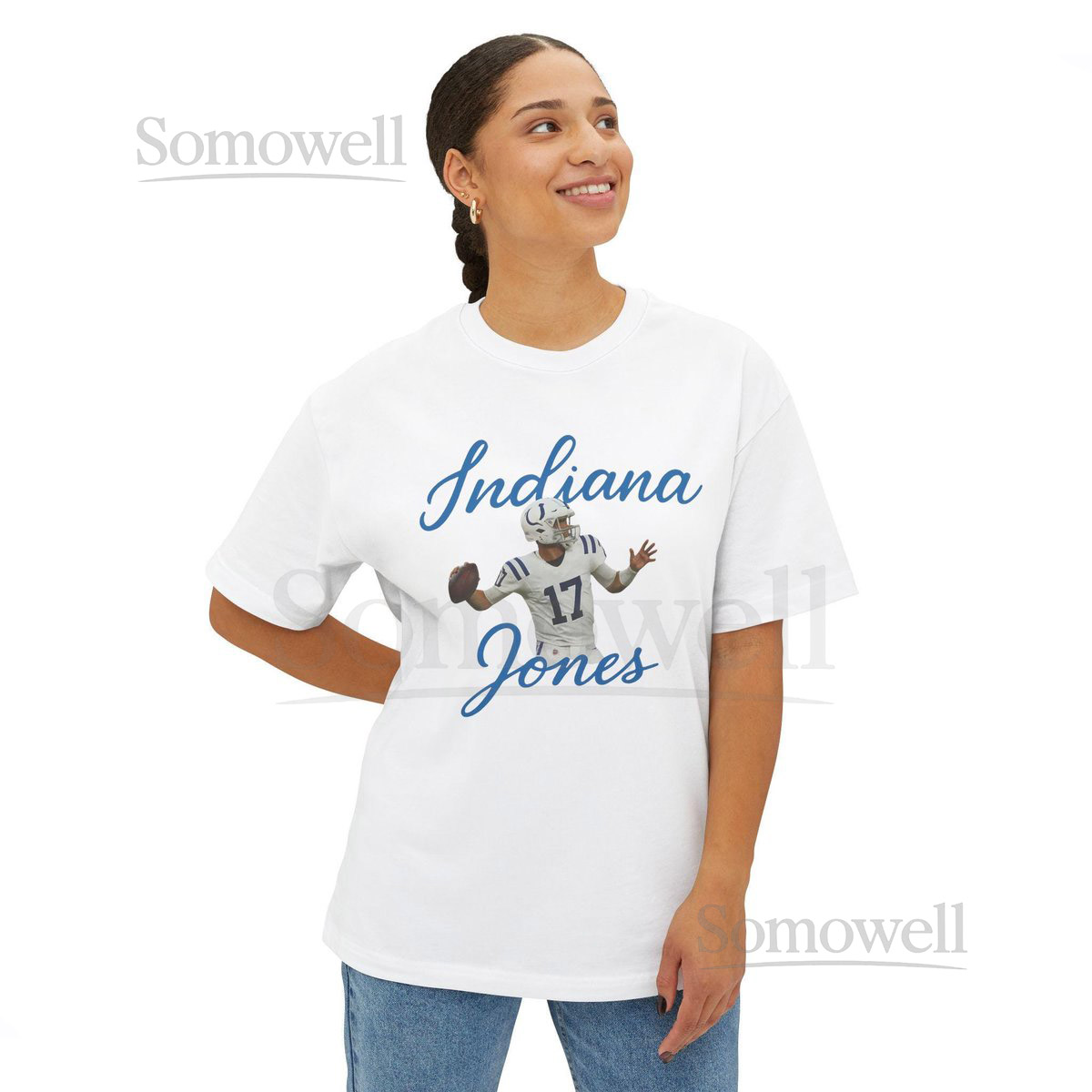Womens Daniel Jones Indiana Colts Tee Unisex Box Tee Shirt Oversized Tshirt Gift Retro Sports Fan Top Football Memorabilia Ap_1045