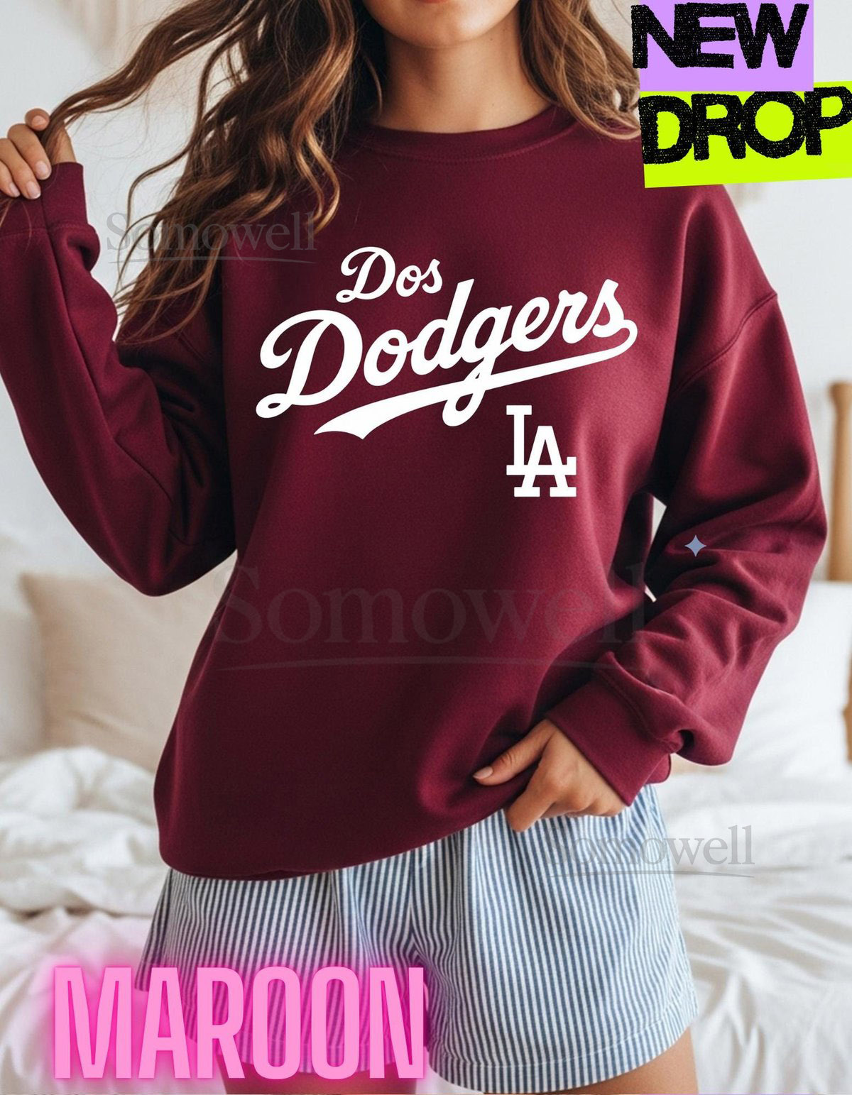 DOS Dodgers baseball Sweatshirt Vintage Baseball Graphic Unisex S-3XL_371