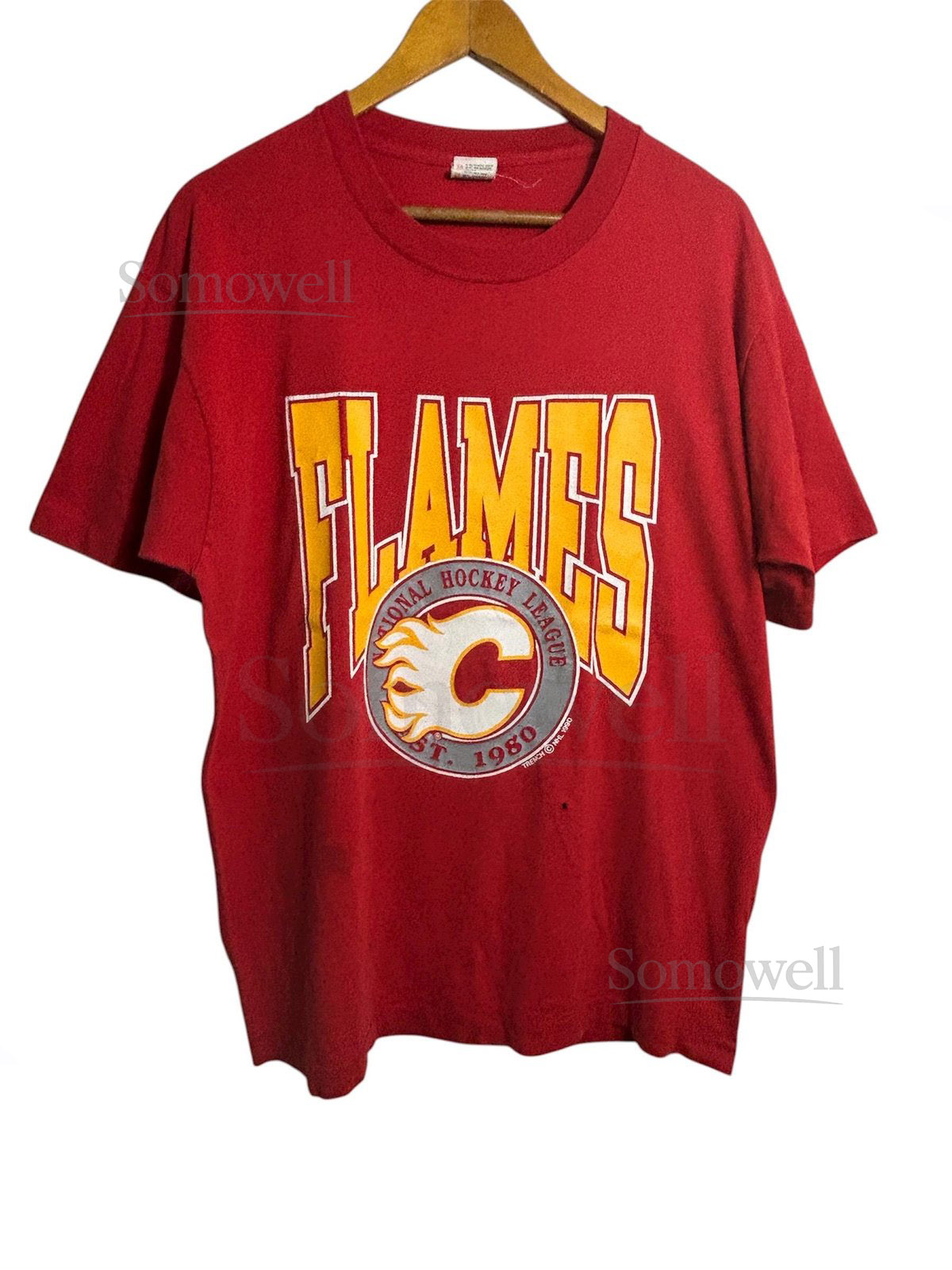 Vintage 90s Calgary Flames NHL Hockey Ice T Shirt XL Size_411