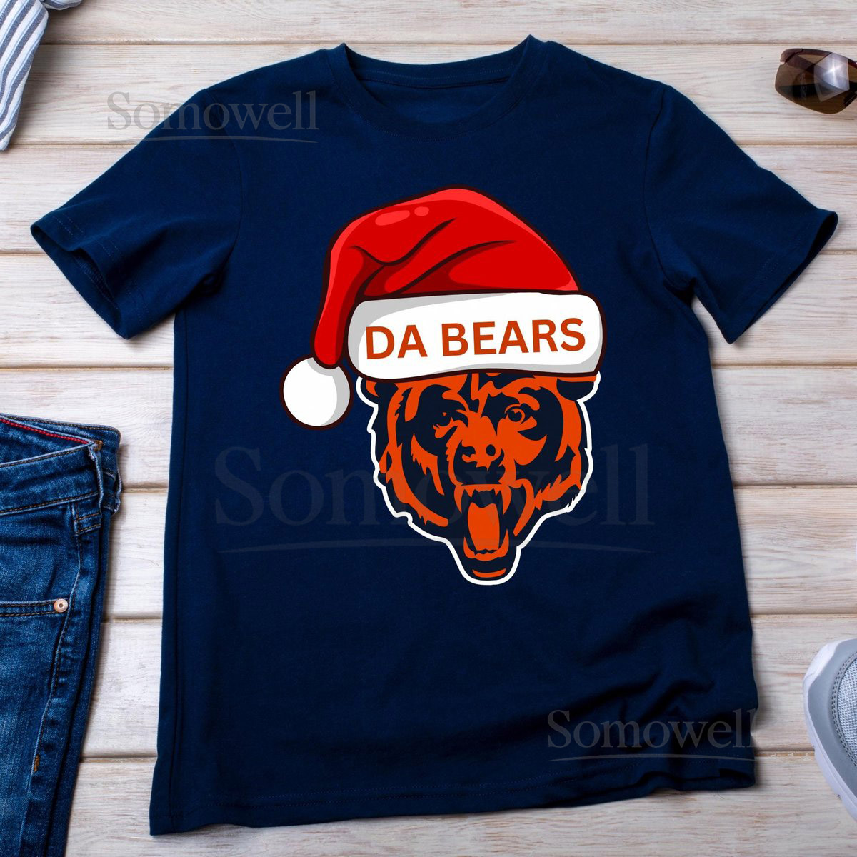 Chicago Bears Santa Logo T-Shirt Christmas Football Tee_175