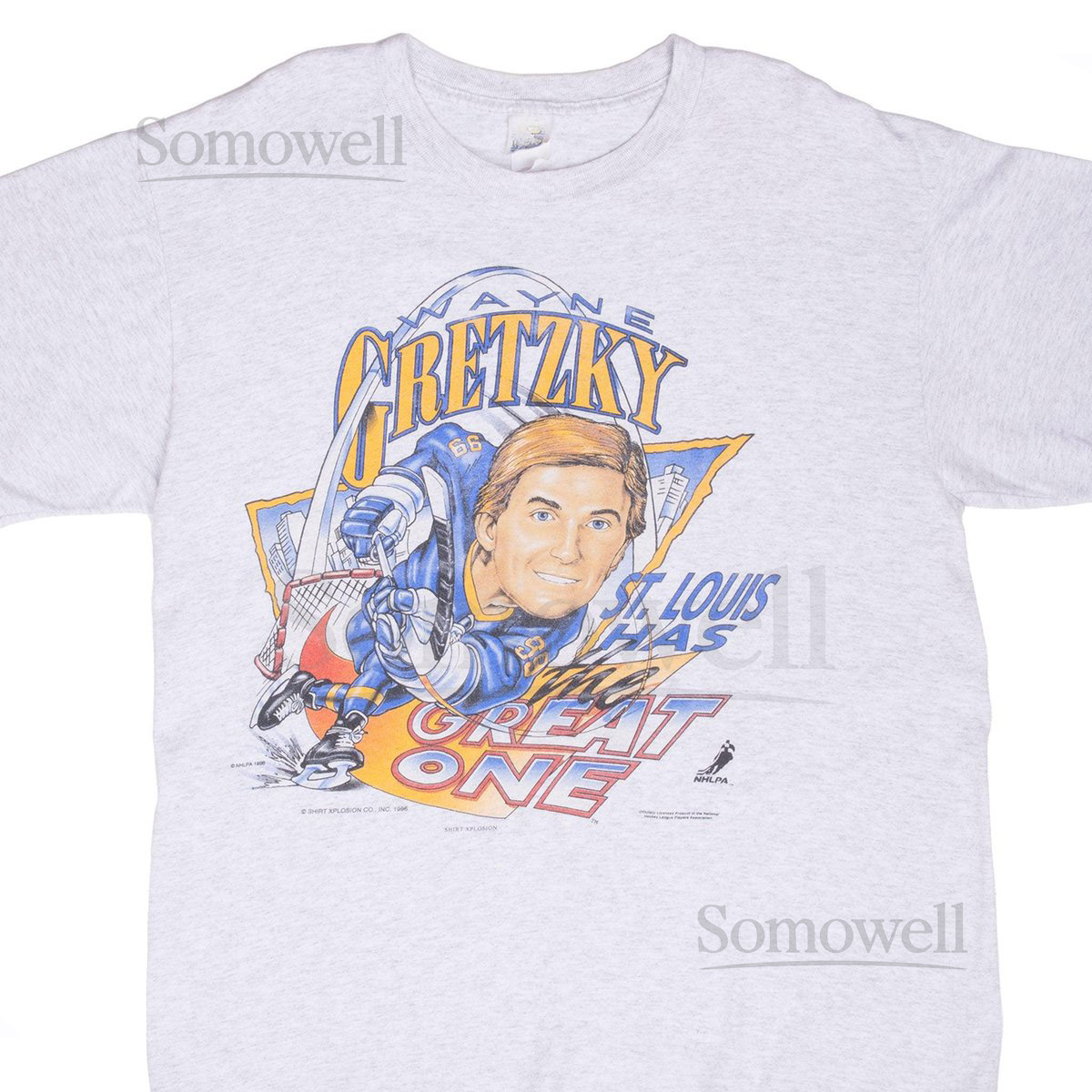 Vintage nike nhl st louis blues wayne gretzki tee shirt 1996 xl made in usa_753