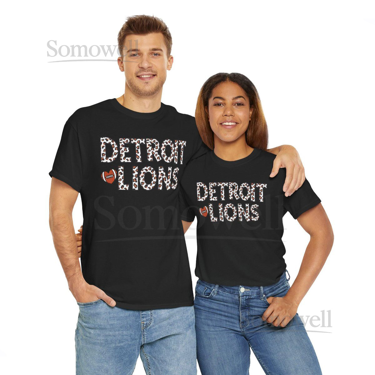 Detroit Lions Leopard Print Heart Tee NFL Team Spirit Shirt_267