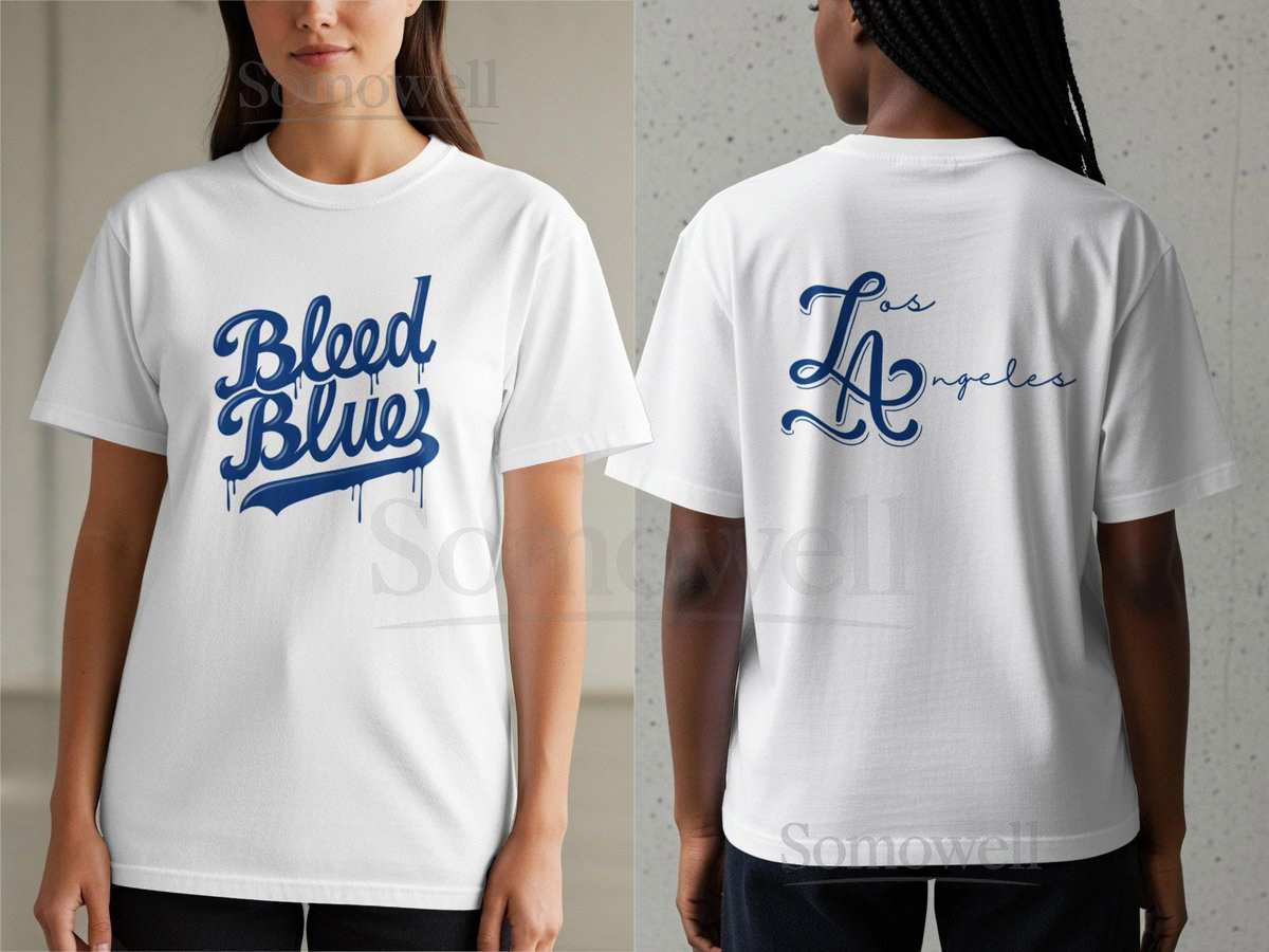 Los Angeles T-Shirt Bleed Blue Tee LA Dodgers Inspired California Pride Fan Apparel Gift for Baseball Lover City of Angels_313