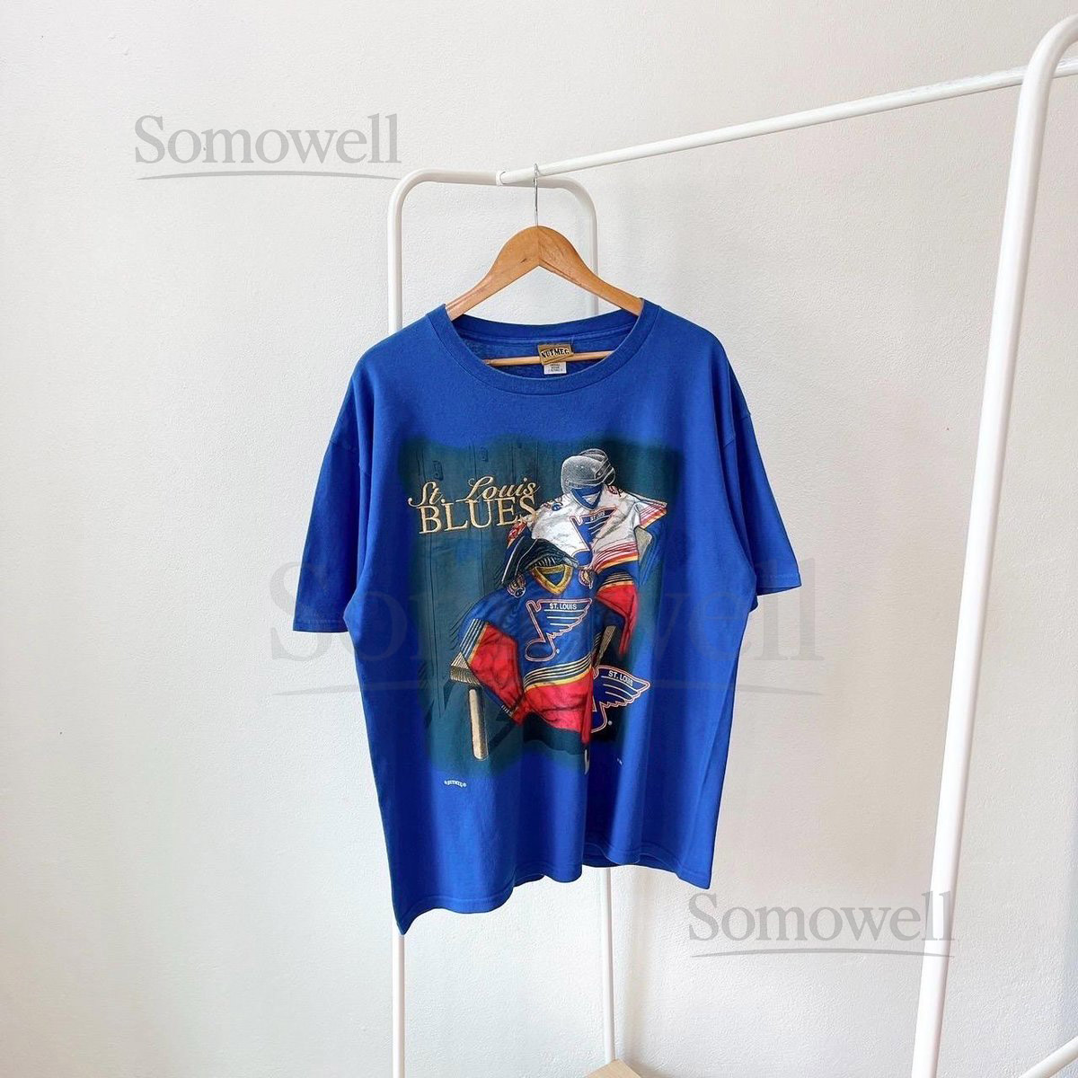 Vintage 1990s St. Louis Blues Hockey T-Shirt Nutmeg Mills USA XL_672