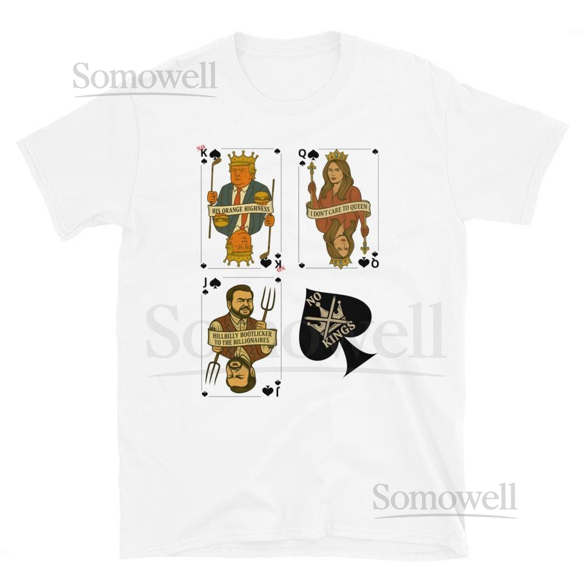 No Kings - Three Spades - Political Satire T-Shirt Anti-Trump Art Tee Poker Playing Card Design_338