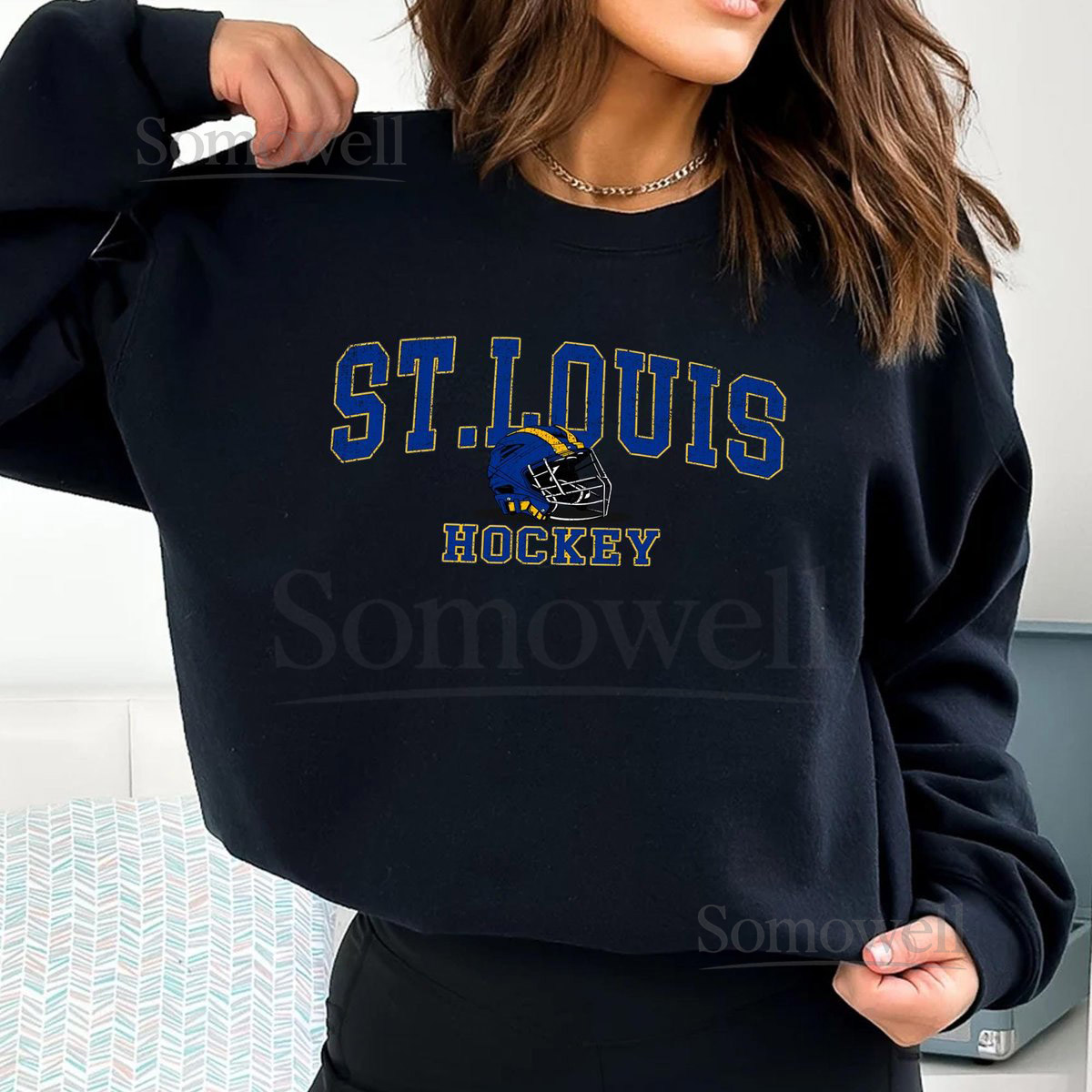St. Louis Hockey Sweatshirt T-Shirt Vintage Game Day Crewneck Retro Unisex Pullover Classic Fan Everyday Wear_531